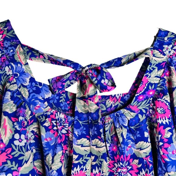 Emily Wonder Medium Floral Blouse Shirt Preppy Flowy Top - Picture 4 of 7